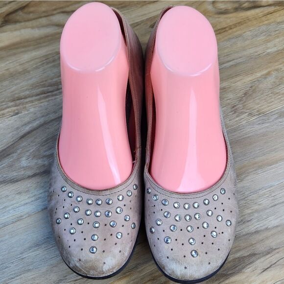 🐞Steve Madden Tan Bedazzled Rhinestone Ballet Flats Size 8 - Picture 6 of 9